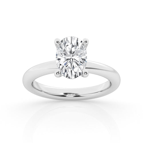 14 Karat White Gold Engagement Ring With Oval Lab Grown Diamond