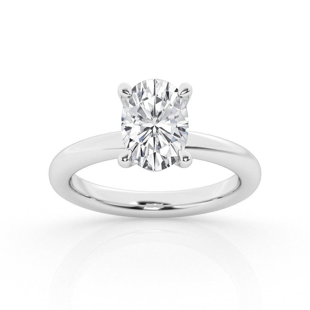 14 Karat White Gold Engagement Ring With Oval Lab Grown Diamond