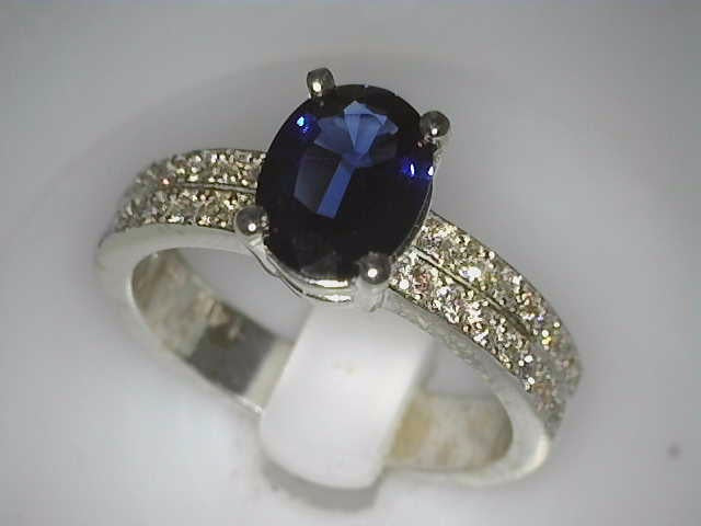 Oval Blue Sapphire and Diamond Ring