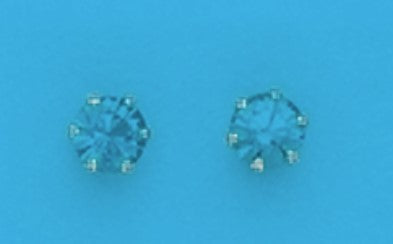 A Pair of Yellow Tone 4 mm Round simulated Swarovski Crystal December (Blue Zircon) Birthstone Earrings