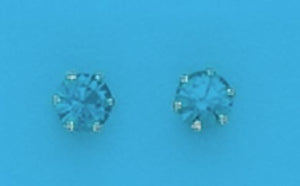 A Pair of Yellow Tone 4 mm Round simulated Swarovski Crystal December (Blue Zircon) Birthstone Earrings