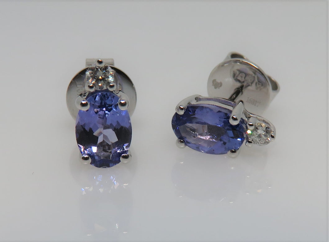 Oval Tanzanite and Diamond White Gold Earrings