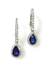 14 Karat White Gold Sapphire And Diamond Earrings