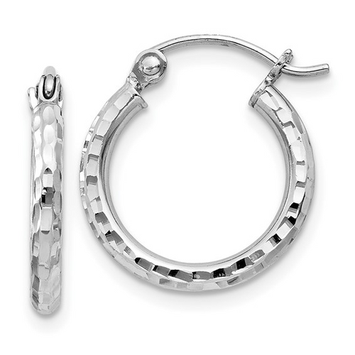 Sterling Silver Diamond Cut Hoop Earrings