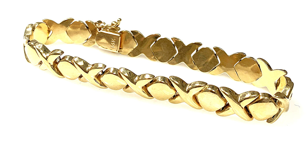 14 Karat Yellow Gold Estate XOXO Style Fashion Bracelet