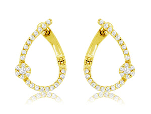 14 Karat Yellow Gold Looped Design Diamond Fashion Earrings