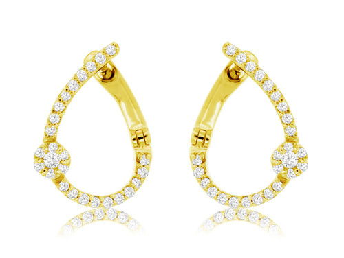 14 Karat Yellow Gold Looped Design Diamond Fashion Earrings