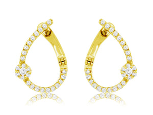 14 Karat Yellow Gold Looped Design Diamond Fashion Earrings