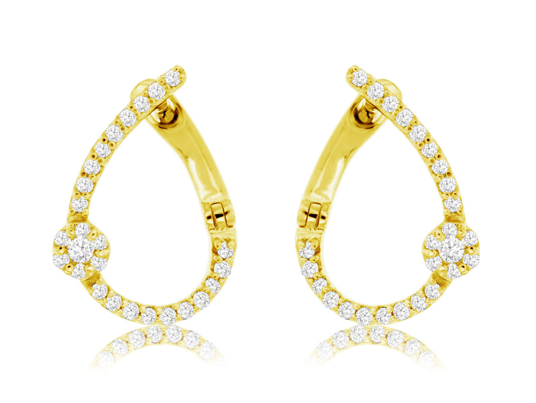 14 Karat Yellow Gold Looped Design Diamond Fashion Earrings