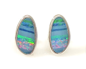 Sterling Silver Boulder Opal Doublet Fashion Earrings