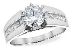 14 karat White Gold Wide Taper Diamond Engagement Ring Semi-Mounting