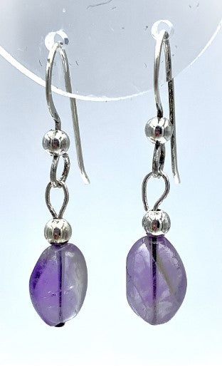 Amethyst Bead Earrings with Sterling Silver Beads