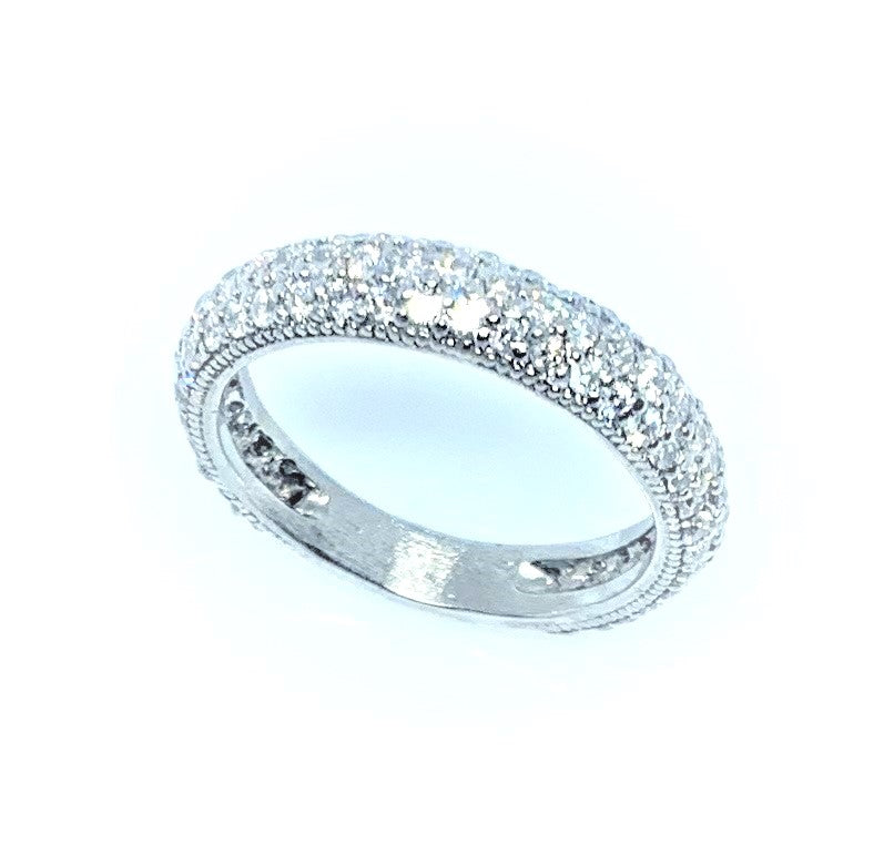 14 Karat White Gold Estate Diamond Pave Wedding Ring