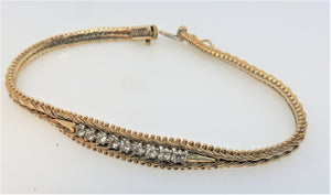 14 Karat Yellow Gold Estate Diamond Mesh Bracelet