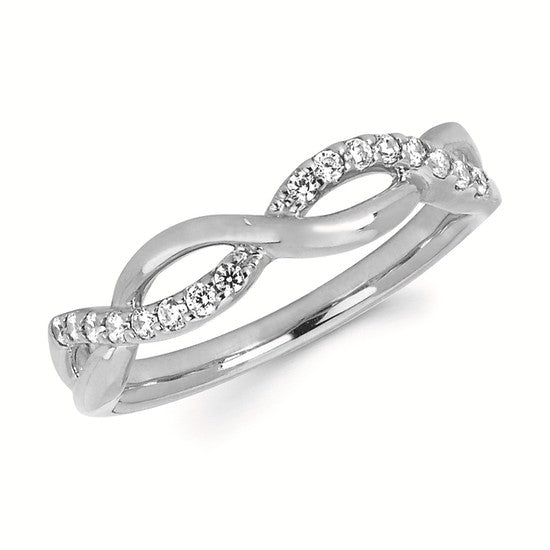14 Karat White Gold Crossover Infinity Design Diamond Fashion Ring