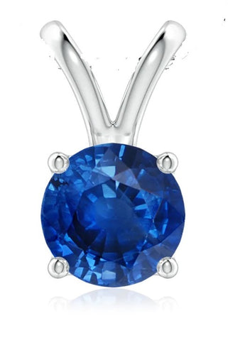 14 Karat White Gold Gemstone Solitaire Pendant