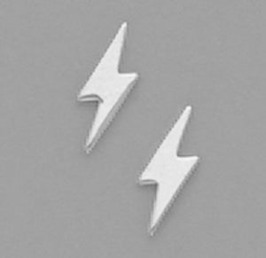 A Pair of White Tone Lightning Bolt Earrings