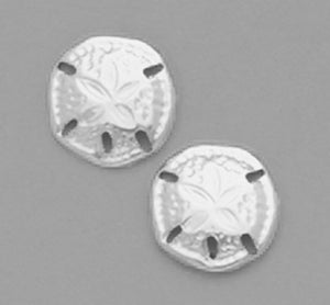 A Pair of White Tone Sand Dollar Earrings