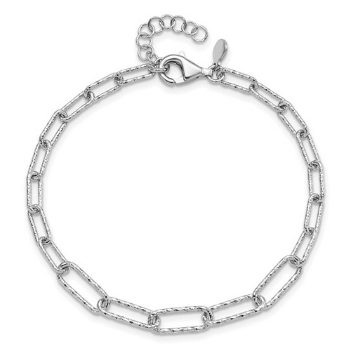 Leslie's Sterling Silver Diamond Cut Paperclip Bracelet