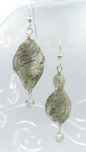 Handmade Sterling Silver Multi color Twist Glass Bead Dangle Fashion Earrings