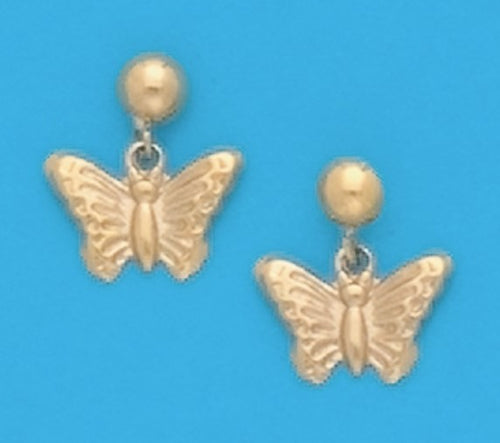 A Pair of Yellow Tone Butterfly Dangle Earrings