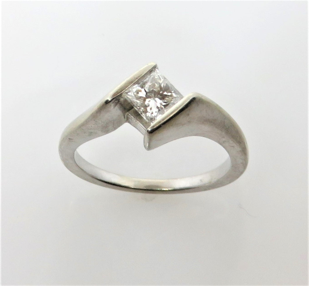 14 Karat White Gold Bypass Engagement Ring