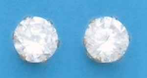 A Pair of Yellow Tone 7 mm Round Cubic Zirconium Stud Earrings