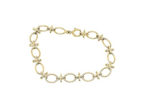 14 Karat Yellow Gold Estate Oval XOXO Link Bracelet