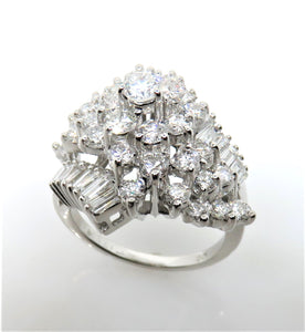 18 Karat White Gold Estate Diamond Cluster Ring