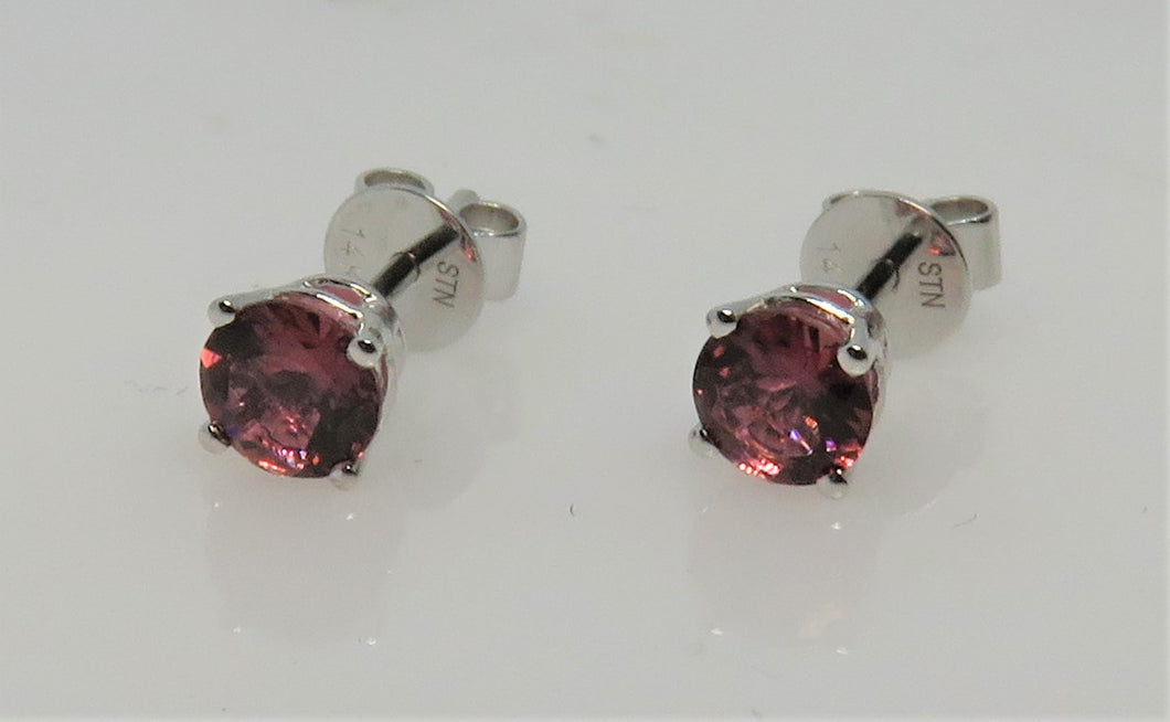 Pink Tourmaline and White Gold Stud Earrings