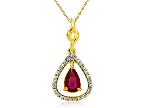 14 Karat Yellow Gold Ruby and Diamond Fashion pendant