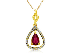 14 Karat Yellow Gold Ruby and Diamond Fashion pendant