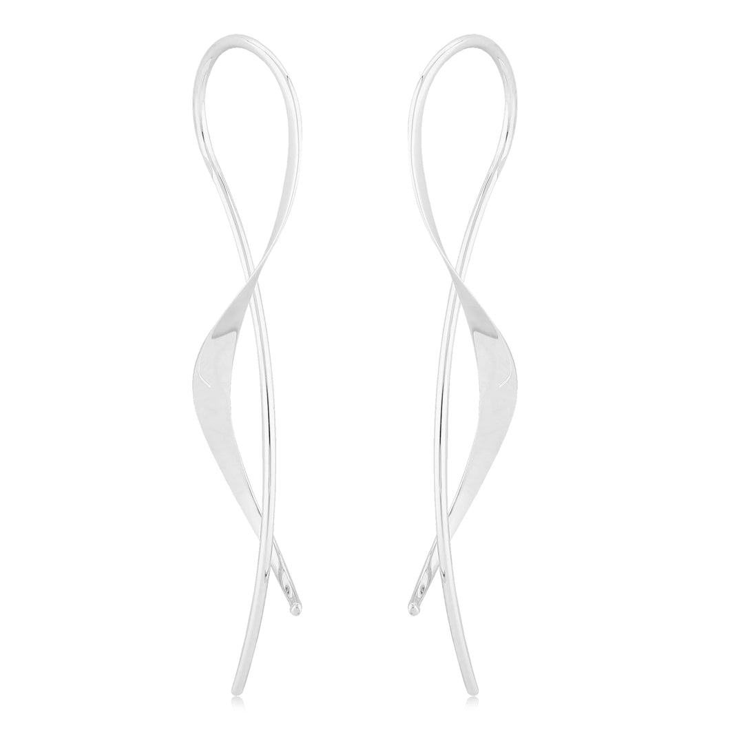 Sterling Silver Flared Crossover Earrings