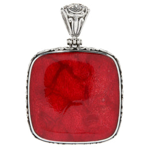 Sterling Silver Red Coral Gemstone Pendant