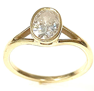 14 Karat Yellow Gold Moissante Solitaire Engagement Ring