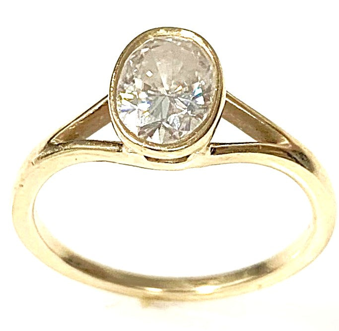 14 Karat Yellow Gold Moissante Solitaire Engagement Ring