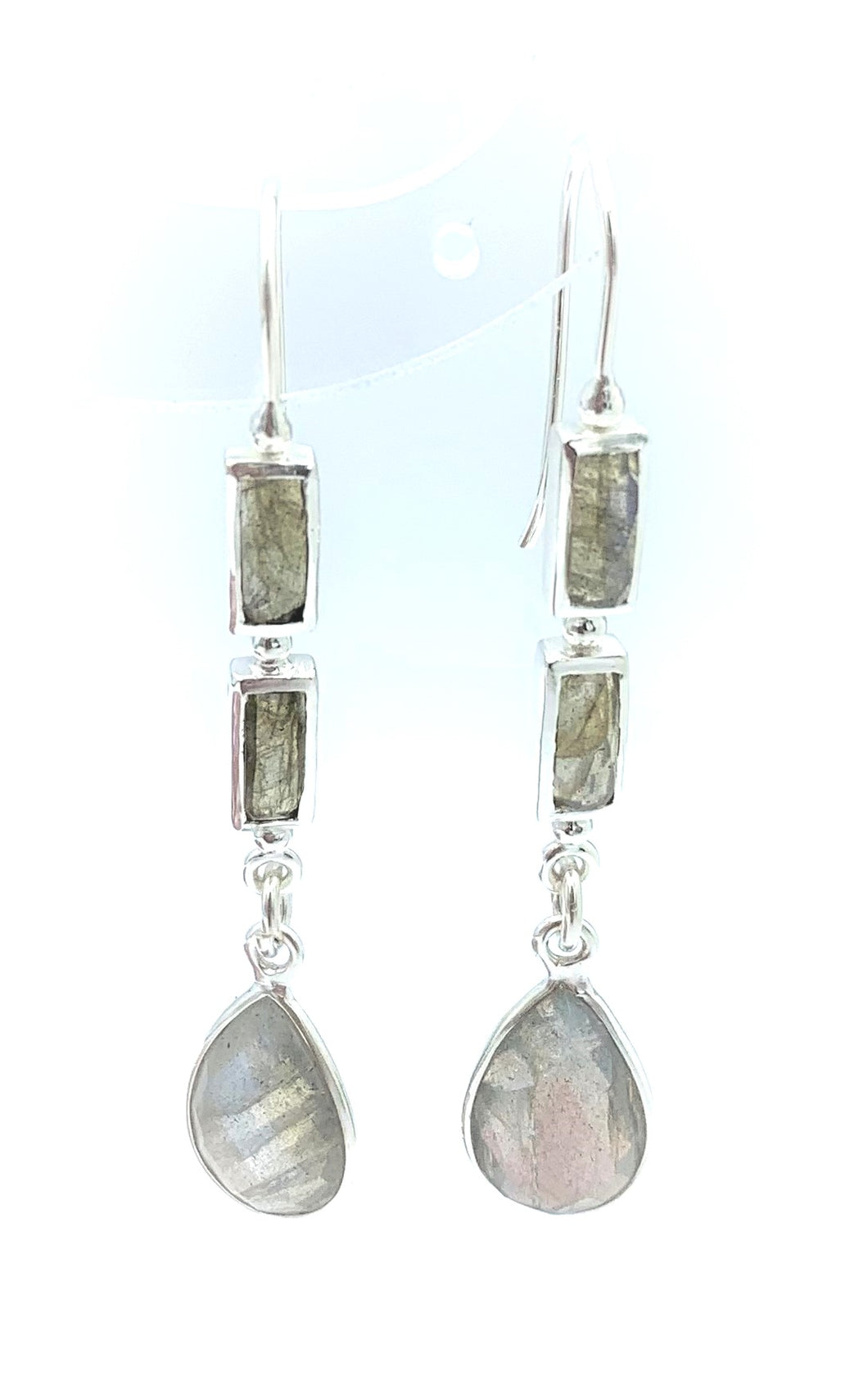 HandMade Sterling Silver Labradorite Gemstone Dangle Earrings