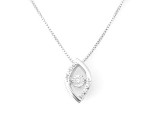 Sterling Silver Marquise Shape "Dancing" Diamond Pendant
