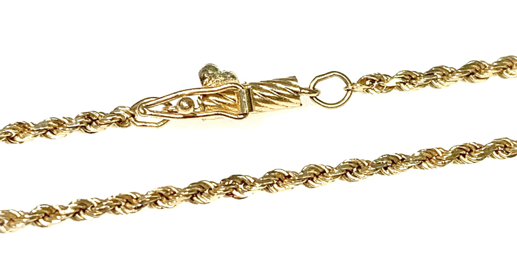 14 Karat Yellow Gold Estate Diamond Cut Rope Chain