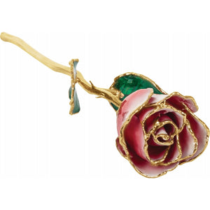 Lacquered "Frozen" rose with Gold Trim.
