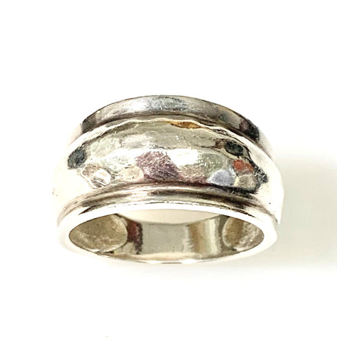 Sterling Silver Estate Hammered Dome Style Fashion Ring