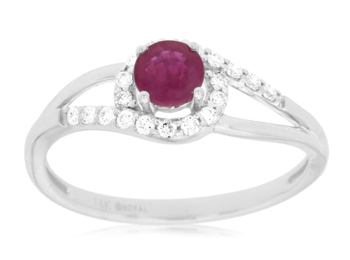 Mixed Cut Ruby Gemstone Surrounded by Diamonds