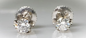 14 Karat White Gold Diamond Stud Earrings