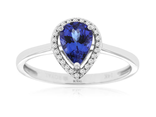 14 Karat White Gold Tanzanite and Diamond Ring