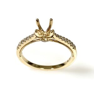 14 Karat Yellow Gold  Hidden Halo Design Diamond Engagement Ring Semi Mounting