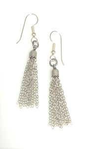 Handmade Sterling Silver Oxidized Cable Link Tassle Earrings