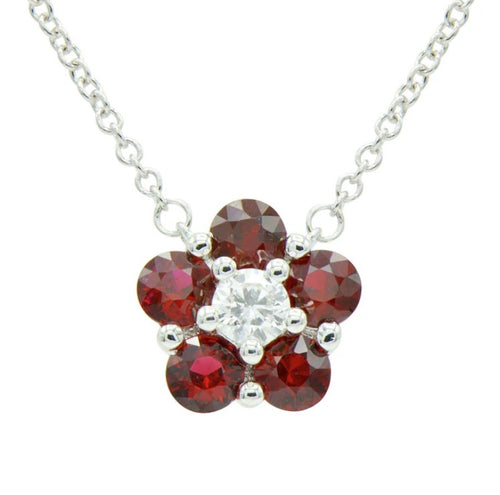 18 Karat White Gold Ruby and Diamond Fashion Pendant