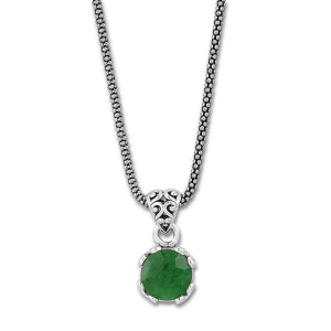 Sterling Silver Emerald Gemstone Pendant and Chain