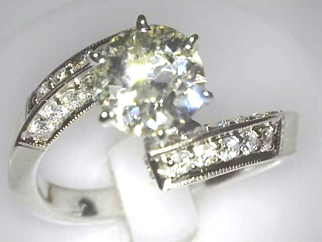 Modern Estate 14 Karat White Gold Diamond Engagement Bypass Ring