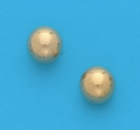 A Pair of Yellow Tone 6 mm Round Ball Stud Earrings